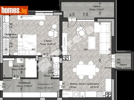 Двустаен, 115m²