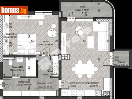 Двустаен, 115m²