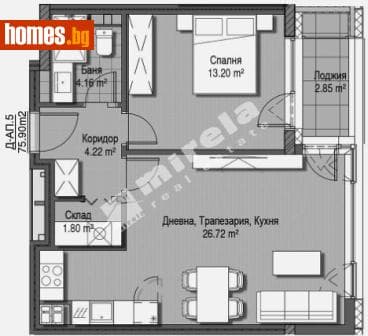 Двустаен, 76m²