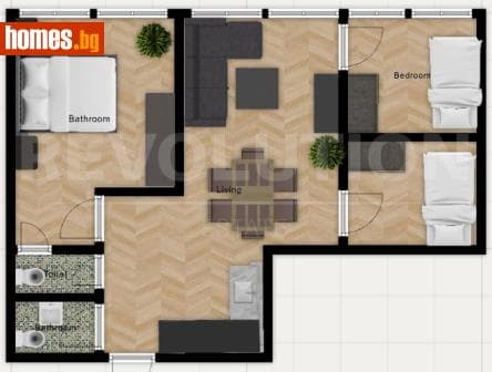 Тристаен, 74m²