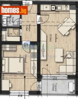 Двустаен, 72m²