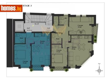 Тристаен, 93m²