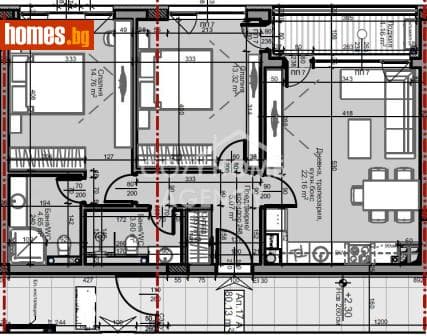 Тристаен, 94m²