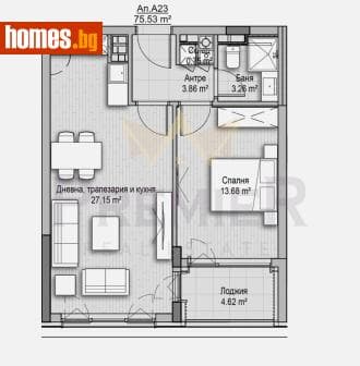 Двустаен, 76m²