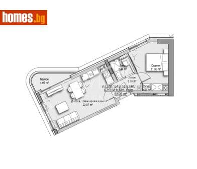 Двустаен, 68m²