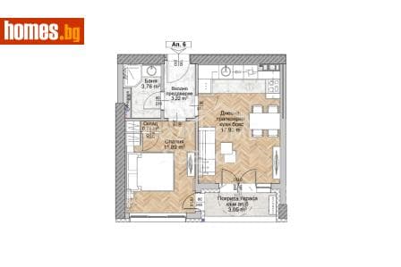 Двустаен, 56m²