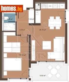Двустаен, 91m²