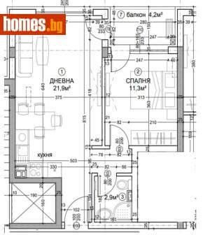 Двустаен, 65m²