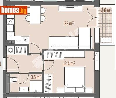 Двустаен, 62m²
