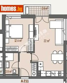 Двустаен, 64m²