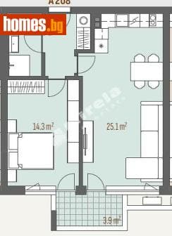 Двустаен, 70m²