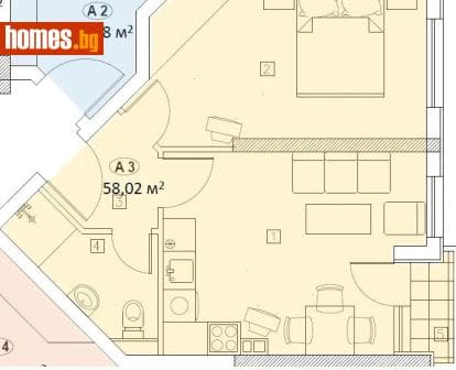 Двустаен, 58m²