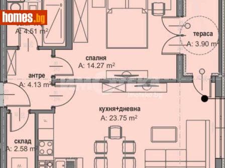Двустаен, 73m²