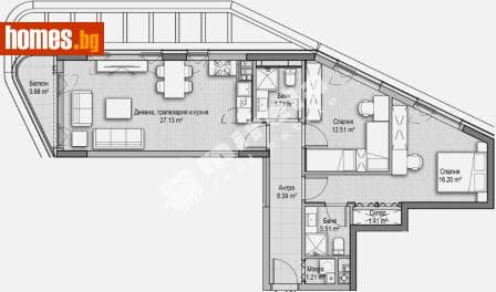 Тристаен, 117m²
