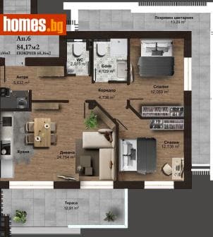 Тристаен, 90m²