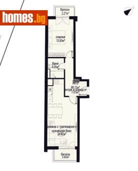Двустаен, 66m²