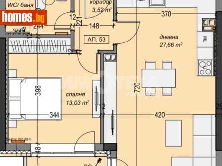 Двустаен, 66m²
