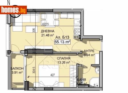 Двустаен, 64m²