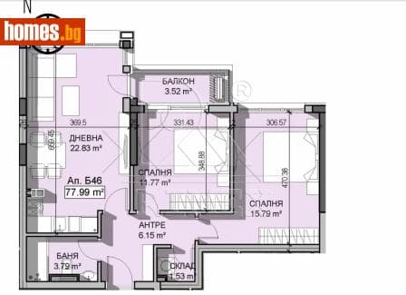 Тристаен, 90m²