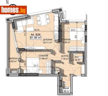 Тристаен, 90m²
