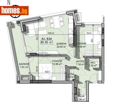 Тристаен, 90m²