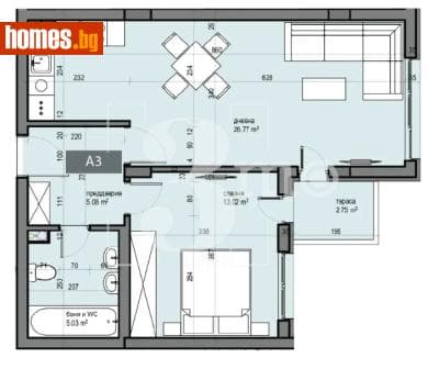Двустаен, 72m²