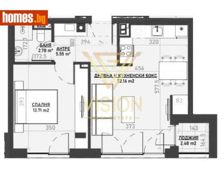 Двустаен, 64m²