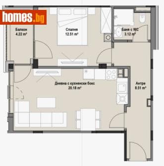 Двустаен, 65m²