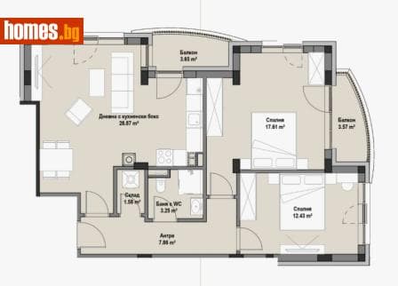 Тристаен, 102m²
