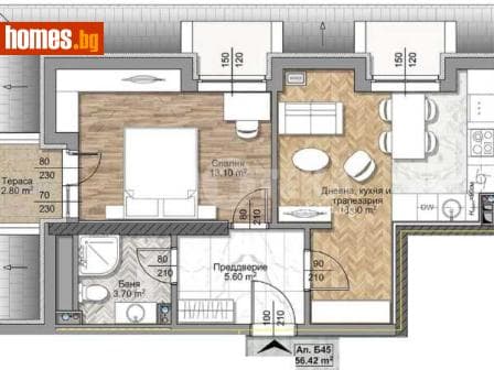 Двустаен, 67m²