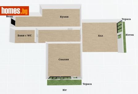 Двустаен, 68m²