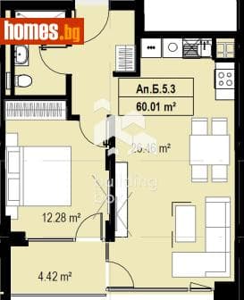 Двустаен, 69m²