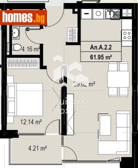 Двустаен, 71m²