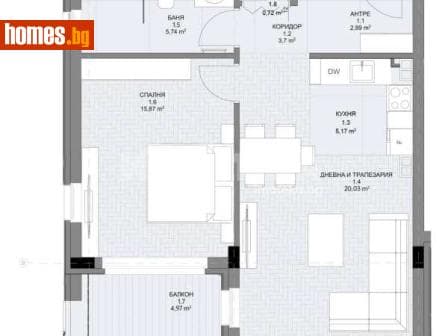 Двустаен, 80m²