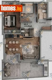 Тристаен, 110m²