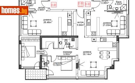 Тристаен, 115m²