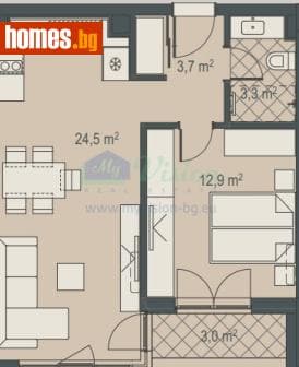 Двустаен, 64m²
