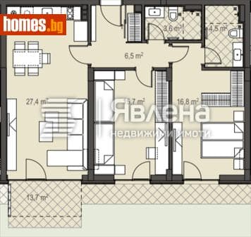 Тристаен, 115m²