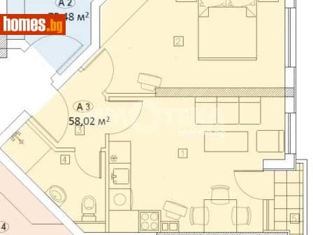 Двустаен, 58m²