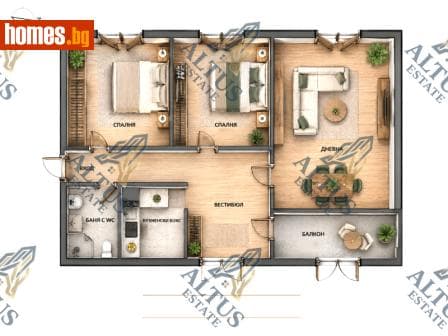 Тристаен, 70m²