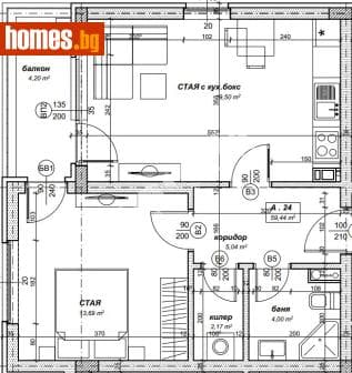 Двустаен, 67m²