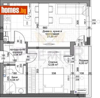 Двустаен, 62m²