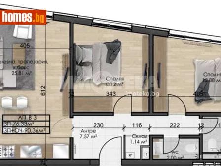 Тристаен, 90m²