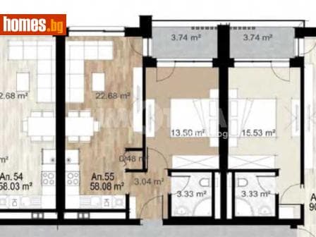 Двустаен, 70m²