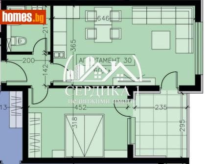 Двустаен, 71m²
