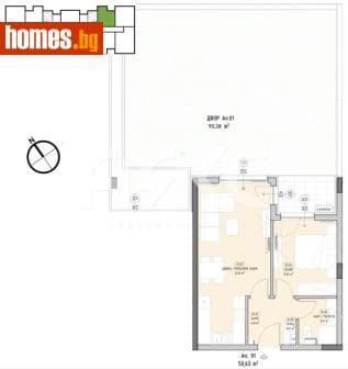 Двустаен, 59m²