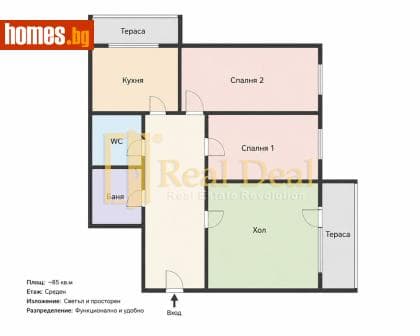 Тристаен, 90m²