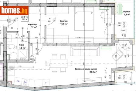 Двустаен, 84m²