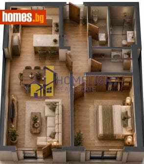 Двустаен, 58m²