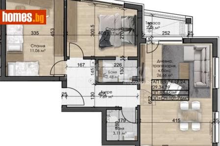 Тристаен, 102m²